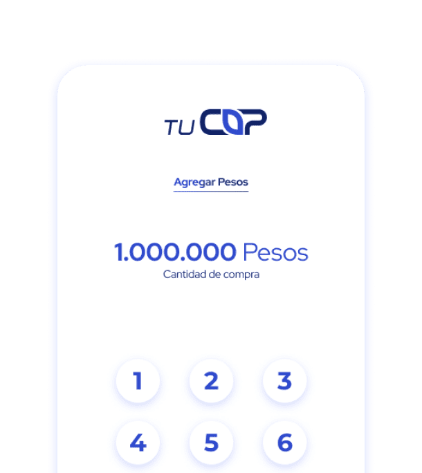 Pantalla para agregar pesos